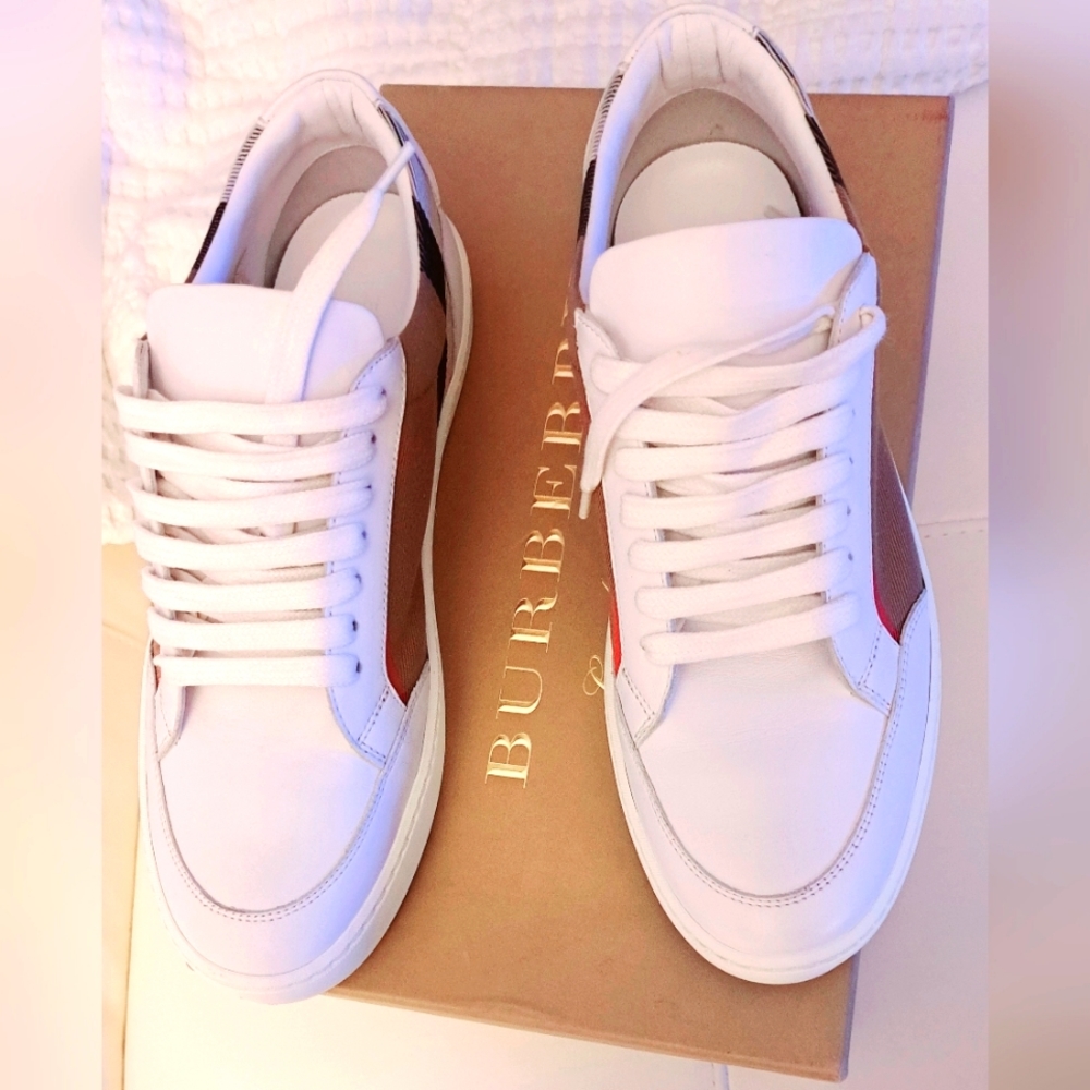 Burberry Women's Oringal Salmond Leather Canvas Sneakers 39.5